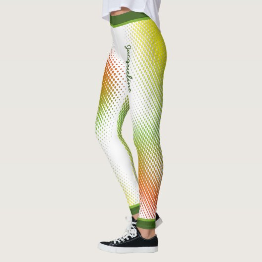 Abstract in Caribische kleuren met naam op WHITE Leggings (Links)