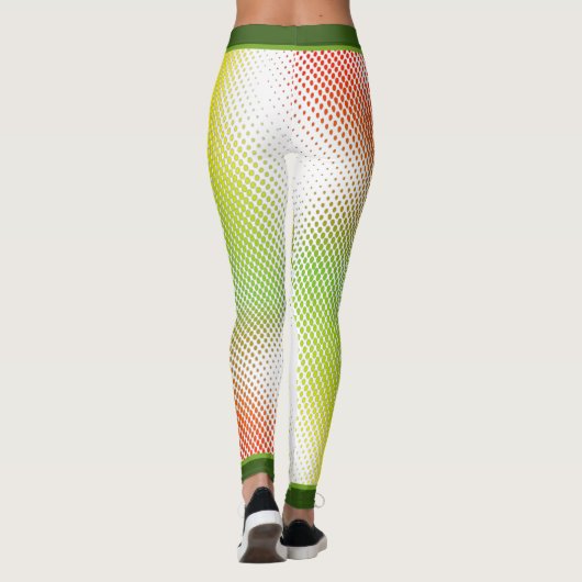 Abstract in Caribische kleuren met naam op WHITE Leggings (Achterkant)