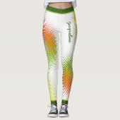 Abstract in Caribische kleuren met naam op WHITE Leggings (Voorkant)