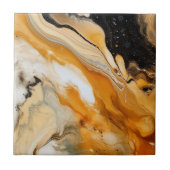 Abstract in goud en zwart tegeltje (Voorkant)