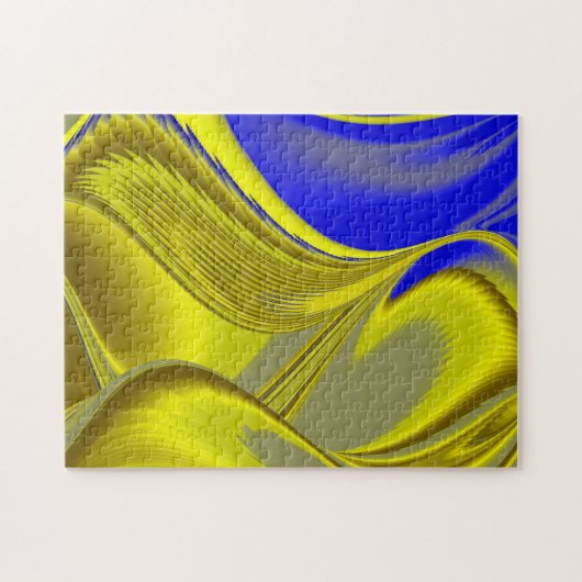 abstract in goudgeel blauw legpuzzel (Horizontaal)