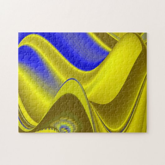abstract in goudgeel blauw legpuzzel (Horizontaal)