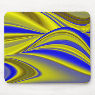Abstract in goudgeel blauw muismat