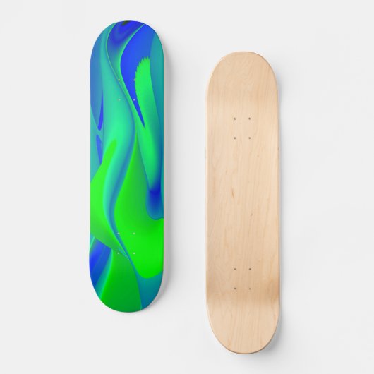 Abstract in groen blauw persoonlijk skateboard (Voorkant)