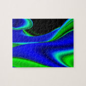 Abstract in groen en blauw legpuzzel (Horizontaal)