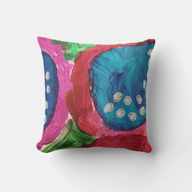 Abstract in levendige magenta en blauw Sierkussen (Voorkant)
