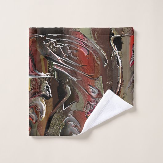 Abstract in mahogany en donkerrood bad handdoek (Wasdoekje)