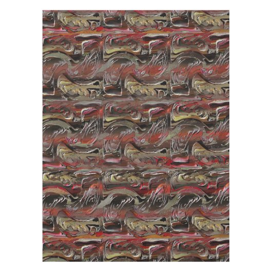 Abstract in mahogany en donkerrood tafelkleed (Voorkant)