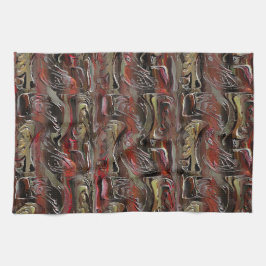 Abstract in mahogany en donkerrood theedoek