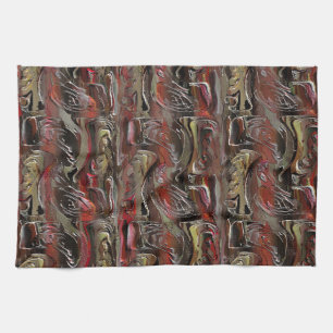 Abstract in mahogany en donkerrood theedoek