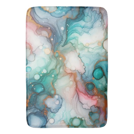 Abstract in Pink, Teal, Blue, and Gold Badmat (Voorkant Verticaal)