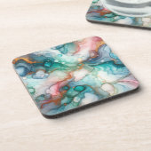 Abstract in Pink, Teal, Blue, and Gold Bier Onderzetter (Linkerzijde)