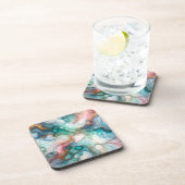 Abstract in Pink, Teal, Blue, and Gold Bier Onderzetter (Rechterzijde)