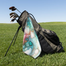 Abstract in Pink, Teal, Blue, and Gold Golfhanddoek