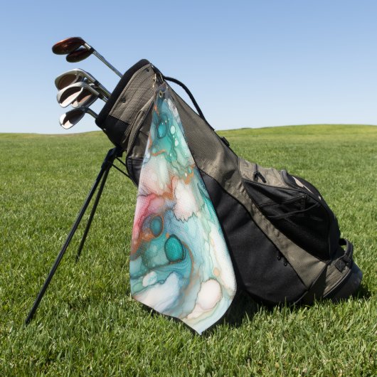 Abstract in Pink, Teal, Blue, and Gold Golfhanddoek (Groen)