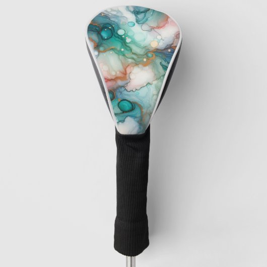 Abstract in Pink, Teal, Blue, and Gold Golfheadcover (Voorkant)