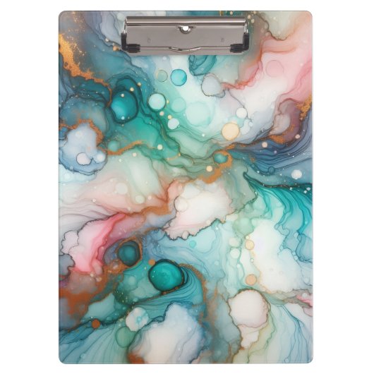 Abstract in Pink, Teal, Blue, and Gold Klembord (Voorkant)