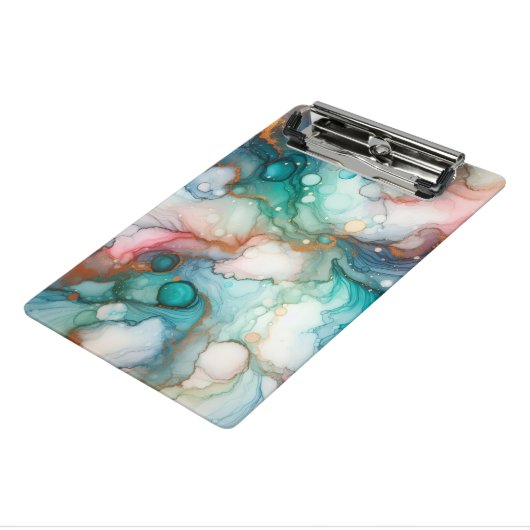 Abstract in Pink, Teal, Blue, and Gold Mini Klembord (Angled3)