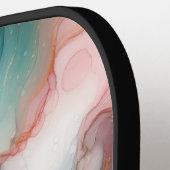 Abstract in Pink, Teal, Blue, and Gold Pickleball Paddle (Links Detail)