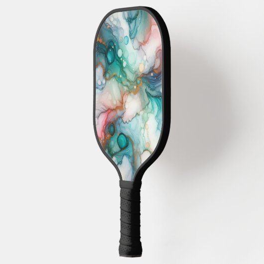 Abstract in Pink, Teal, Blue, and Gold Pickleball Paddle (Links)