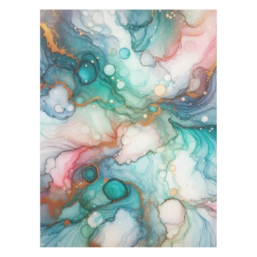 Abstract in Pink, Teal, Blue, and Gold Tafelkleed (Voorkant)