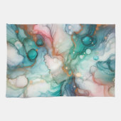 Abstract in Pink, Teal, Blue, and Gold Theedoek (Horizontaal)