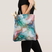 Abstract in Pink, Teal, Blue, and Gold Tote Bag (Dichtbij)