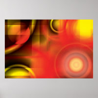 Abstract in rood en geel poster