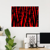 Abstract in rood en zwart poster (Thuiskantoor)