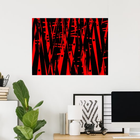 Abstract in rood en zwart poster (Thuiskantoor)