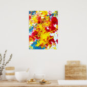 Abstract in rood poster (Keuken)