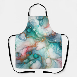 Abstract in roze, turkoois, blauw en goud schort