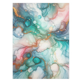 Abstract in roze, turkoois, blauw en goud tafelkleed
