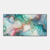 Abstract in roze, turquoise, blauw en goud bureaumat (Voorkant)