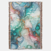 Abstract in roze, turquoise, blauw en goud deken (Voorkant Verticaal)