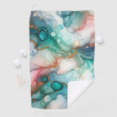 Abstract in roze, turquoise, blauw en goud golfhanddoek (Insitu)