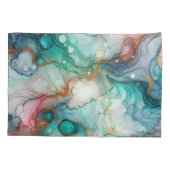 Abstract in roze, turquoise, blauw en goud kussensloop (Achterkant)