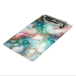 Abstract in roze, turquoise, blauw en goud mini klembord