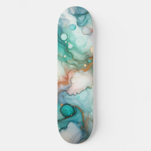 Abstract in roze, turquoise, blauw en goud persoonlijk skateboard