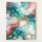 Abstract in roze, turquoise, blauw en goud planner (Achterkant)