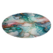 Abstract in roze, turquoise, blauw en goud snijplank (Hoek)