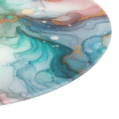 Abstract in roze, turquoise, blauw en goud snijplank (Hoek)