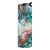 Abstract in roze, turquoise, blauw en goud thermosbeker (Gedraaid links)
