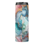 Abstract in roze, turquoise, blauw en goud thermosbeker (Achterkant)