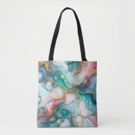 Abstract in roze, turquoise, blauw en goud tote bag