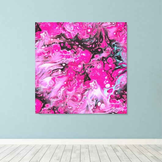 Abstract in roze, zwart en wit canvas afdruk (Insitu (Houten vloer))