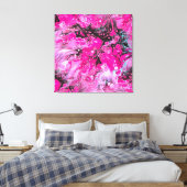 Abstract in roze, zwart en wit canvas afdruk (Insitu (Slaapkamer))