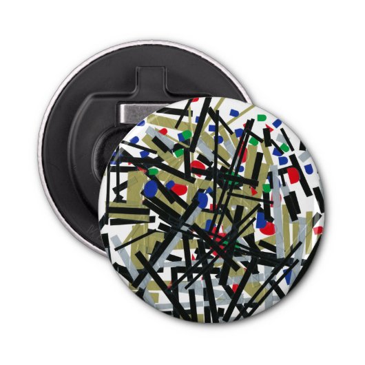 Abstract in tape en briefvormen 1 button flesopener (Voorkant)