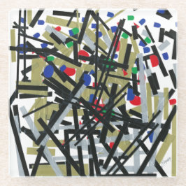 Abstract in tape en briefvormen 1 glazen onderzetter