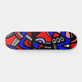 Abstract in tinten van rood, blauw, wit en zwart skateboard (Horizontaal)